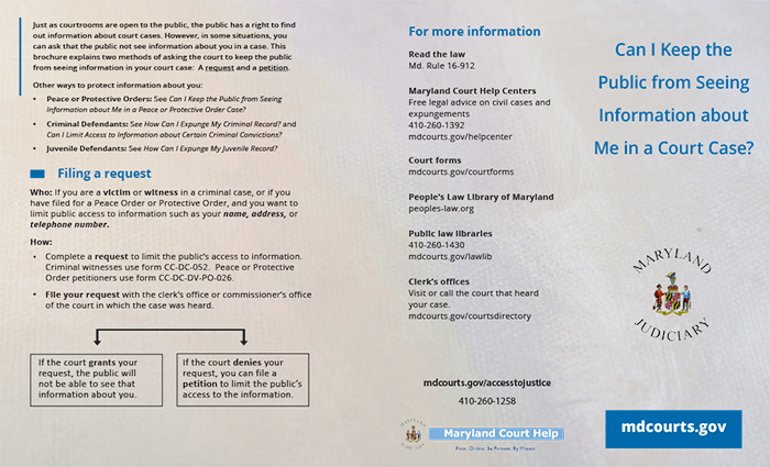 Can I Keep the Public from Seeing Information about Me in a Court Case brochure