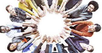 Group of people with hands together