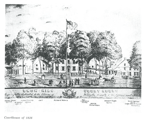 Drawing of the Worcester County Circuit Courthouse of 1836