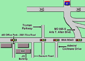 Map of Riva Road/Route 50 area