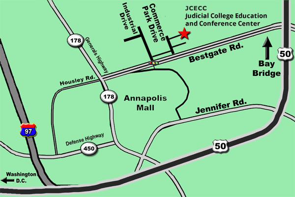 Map showing location of Judicial College Education and Conference Center