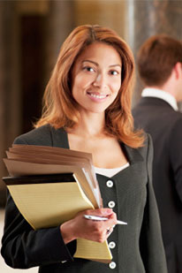 woman smiling and looking at camera