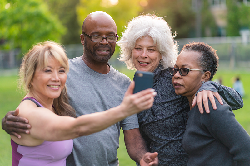 group outside taking a selfie